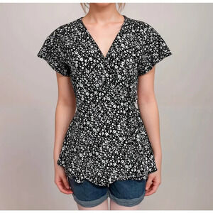 ModCloth Ditsy Floral Wrap Blouse Size Medium